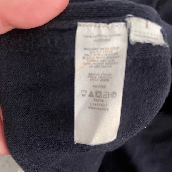 LOFT Plus Navy Cotton Flutter Sleeve Sweater Knit Top Size 16/18 XL Crewneck - Picture 8 of 8